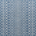 Unique Loom Outdoor Trellis Collection Area Rug - Tribal Trellis (8' Square, Blue/ Ivory)