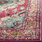 SAFAVIEH Monaco Collection Accent Rug - 2'2" x 4', Pink & Multi, Boho Medallion Distressed Design, Non-Shedding & Easy Care, Ideal for High Traffic Areas in Entryway, Living Room, Bedroom (MNC243D)