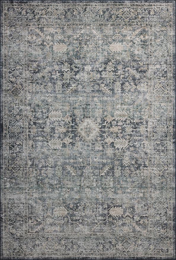 Loloi Amber Lewis Josie Collection JOS-01 Ocean/Natural 3'-6" x 5'-6", .13" Pile Height, Low Profile, Machine Washable, Accent Rug