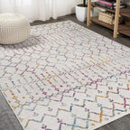 JONATHAN Y Boho Vintage Diamond Ivory/Multi Indoor Area Rug 3X5 ft, Moroccan Hype for Living Room, Bedroom, Kitchen, Office, Easy-Cleaning, High Traffic, Pet-Friendly, Non-Shedding (MOH101E-3)