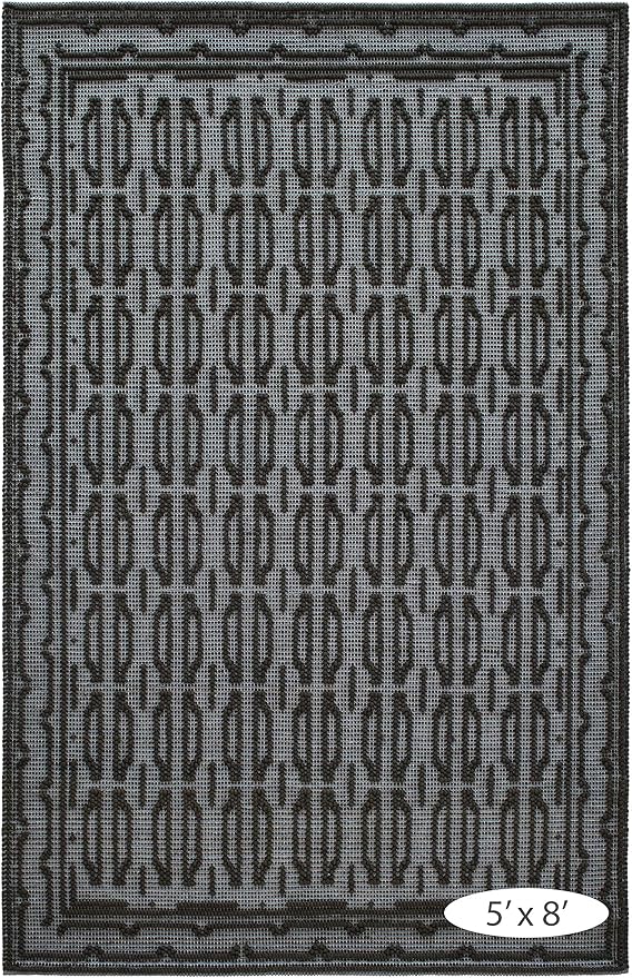 Dash and Albert Campbell Iron Handwoven Wool Rug, 5 X 8 Feet, Neutral/Grey Geometric Pattern - Premium Luxury Hotel Quality Soft Breathable Hypoallergenic Machine Washable Easy Care All Season