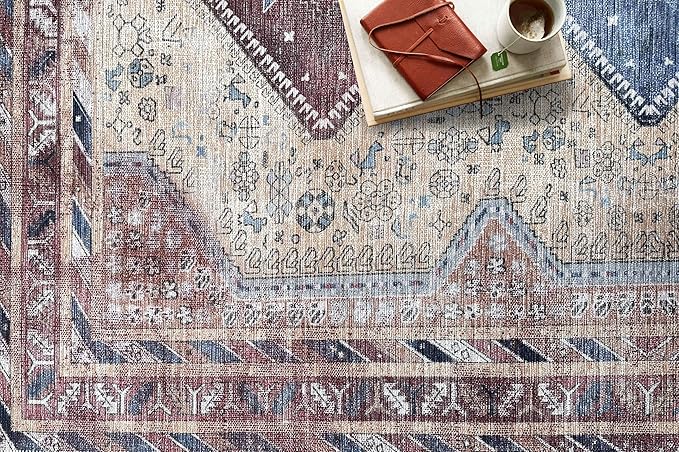 Fame Living Washable Area Rug. Modern Farmhouse. Vintage. Turkish. Bohemian. Distressed. Oriental. Traditional. Rugs for Living Room. Dining. Bedroom. Office. Entryway. Foyer. (863TT, 2'5" x 13')