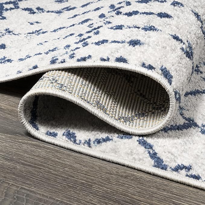 JONATHAN Y Boho Vintage Diamond Cream/Navy Indoor Area Rug 5X8 ft, Moroccan Hype for Living Room, Bedroom, Kitchen, Office, Easy-Cleaning, High Traffic, Pet-Friendly, Non-Shedding (MOH101F-5)