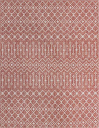 Unique Loom Outdoor Trellis Collection Area Rug - Tribal Trellis (10' x 13' 1" Rectangle, Rust Red/ Ivory)
