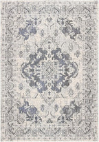 SAFAVIEH Monaco Collection Accent Rug - 4' x 5'7", Ivory & Grey, Boho Medallion Distressed Design, Non-Shedding & Easy Care, Ideal for High Traffic Areas in Entryway, Living Room, Bedroom (MNC243B)