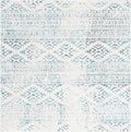SAFAVIEH Tulum Collection Area Rug - 8' Square, Ivory & Turquoise, Moroccan Boho Tribal Design, Non-Shedding & Easy to Clean, Ideal for Living Room, Bedroom, Dining Space (TUL272E)