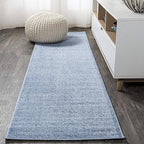 JONATHAN Y Haze Solid Low-Pile Classic Blue Runner Rug 2x8, Coastal,Bohemian,Minimalist,Classic, Easy-Cleaning for Living Room,Bedroom,Kitchen,Pet Friendly,Non-Shedding (SEU100F-28)