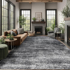 8x10 Area Rugs for Living Room, Abstract Black Boho Rug for Bedroom Design, Black and White 8 x 10