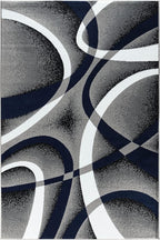 GLORY RUGS Area Rug 4x6 Navy Door Mat Modern Swirls Carpet Bedroom Living Room Contemporary Dining Accent Sevilla Collection 4816