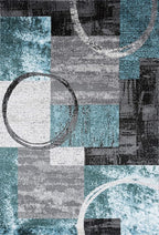 Rugshop Contemporary Circle Design Area Rug, Fade-Resistant Carpet for Living Room, Dining Room, or Home Office, Gray, 6'6" x 9'