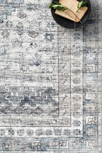Fame Living Faded Oushak Rug, Turkish Vintage Floral Pastel Large Oversized Area Rugs for Living Room Dining Bedroom Kitchen Bathroom Nursery (848CrNv, 2' x 3')