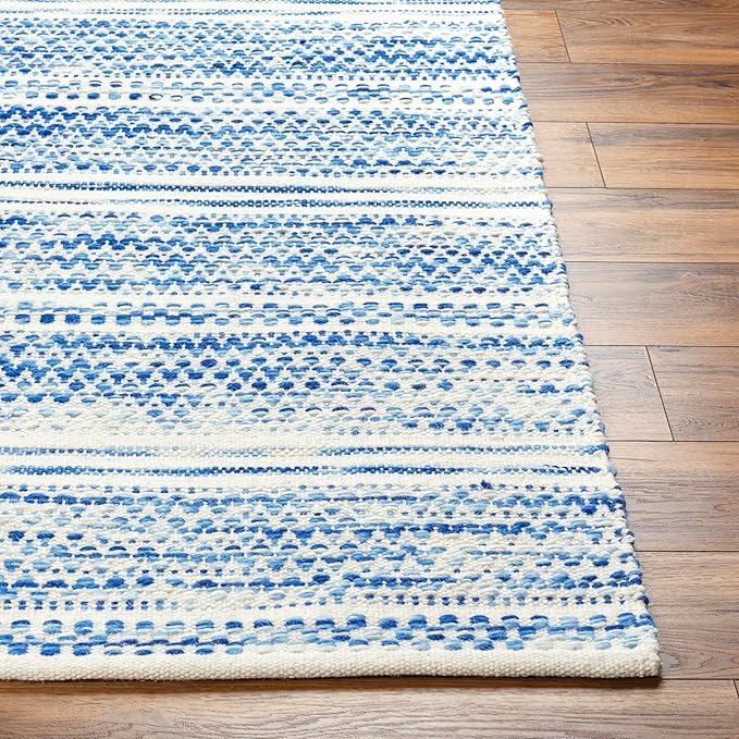Mark&Day Wool Rugs, 8x10 Marie Global Dark Blue Area Rug, Blue Beige Carpet for Living Room, Bedroom or Kitchen (8' x 10')