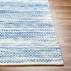 Mark&Day Wool Rugs, 8x10 Marie Global Dark Blue Area Rug, Blue Beige Carpet for Living Room, Bedroom or Kitchen (8' x 10')