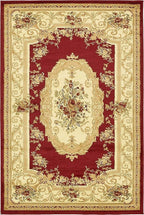 Unique Loom Versailles Collection Traditional Classic Floral Motif Area Rug (4' 0 x 6' 0 Rectangular, Burgundy/ Ivory)