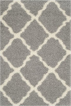 SAFAVIEH Dallas Shag Collection Area Rug - 5'1" x 7'6", Grey & Ivory, Trellis Design, Non-Shedding & Easy Care, 1.5-inch Thick Ideal for High Traffic Areas in Living Room, Bedroom (SGD257G)