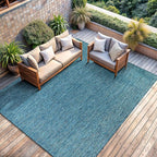 CAMILSON Outdoor Rug 10x14 Modern Area Rugs for Large Indoor and Outdoor Patios and Porches - Waterproof, Washable, Non-Shedding, Easy-to-Clean Outside Carpet (10 x 14, Solid - Aqua)