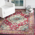 SAFAVIEH Monaco Collection Area Rug - 6'7" x 9'2", Pink & Multi, Boho Chic Medallion Distressed Design, Non-Shedding & Easy Care, Ideal for High Traffic Areas in Living Room, Bedroom (MNC243D)