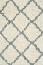 SAFAVIEH Area Rug 8x10 - Dallas Shag Collection - Large - Ivory & Light Blue, Trellis Pattern, Non-Shedding & Easy Cleaning, Plush Thick Pile, Ideal for Living Room, Bedroom, Dining Space (SGD257J)