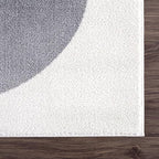 Abani Rugs Cream and Gray 4 ft. X 6 ft. Mid-Century Rug with Circles and Lines. Neutral Tones of Cream, Gray and a pop of Yellow. Minimalistic Design Turkish Stain Resistant Area Rug.