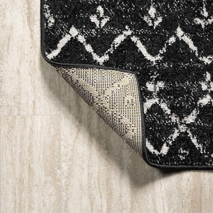 JONATHAN Y Boho Vintage Diamond Black/Ivory Indoor Area Rug 9X12 ft, Moroccan Hype for Living Room, Bedroom, Kitchen, Office, Easy-Cleaning, High Traffic, Pet-Friendly, Non-Shedding (MOH101D-9)