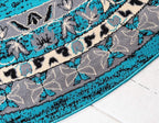 Unique Loom Taftan Collection Border Geometric Tribal Inspired Design Area Rug (8' 0 x 8' 0 Round, Turquoise/ Gray)