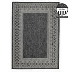 FH Home Flat Woven Outdoor Rug - Waterproof, Easy to Clean, Stain Resistant - Premium Polypropylene Yarn - Bordered Moroccan - Patio, Porch, Deck, Balcony - Accra - Charcoal - 5ft 2in x 7ft 6in