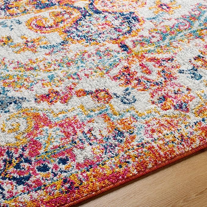 Livabliss Area Rugs - 9x12 Odelia Vintage Boho Beige Mustard Gray Area Rug for Living Room Bedroom - Floral Medallion Stain Resistant Carpet for Kitchen, Nursery, Office (9' x 12'6")