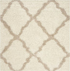SAFAVIEH Dallas Shag Collection Area Rug - 8' Square, Ivory & Beige, Trellis Design, Non-Shedding & Easy Care, 1.5-inch Thick Ideal for High Traffic Areas in Living Room, Bedroom (SGD257B)