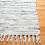 SAFAVIEH Rag Rug Collection Runner Rug - 2'3" x 11', Grey, Handmade Boho Stripe Cotton, Ideal for High Traffic Areas in Living Room, Bedroom (RAR121A)