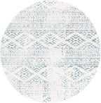 SAFAVIEH Tulum Collection Area Rug - 5' Round, Ivory & Turquoise, Moroccan Boho Tribal Design, Non-Shedding & Easy to Clean, Ideal for Living Room, Bedroom, Dining Space (TUL272E)