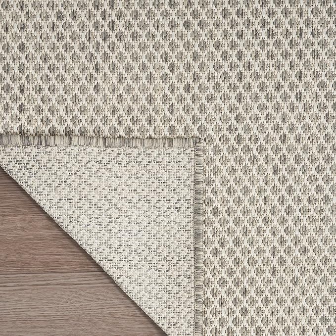 Nourison Home Courtyard Ivory Silver 8' x 10' Area Rug - Easy Clean, Non Shedding, Bed Room, Living Room, Dining Room, Kitchen (8' x 10')