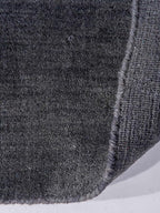Hand Knotted Loom Wool ECO-Friendly Area Rugs - 6'x6', Square, Charcoal Color, Solid Plain Design, High Pile Handmade Anti Skid Area Rugs for Living Room, Bed Room (L00111)