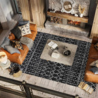 JONATHAN Y Boho Vintage Diamond Black/Ivory Indoor Area Rug 10X14 ft, Moroccan Hype for Living Room, Bedroom, Kitchen, Office, Easy-Cleaning, High Traffic, Pet-Friendly, Non-Shedding (MOH101D-14)