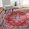 Home Dynamix Premium Sakarya Traditional Medallion Border Area Rug, Claret, 5'2"x7'4" Rectangle