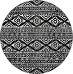 SAFAVIEH Tulum Collection Area Rug - 5' Round, Black & Ivory, Moroccan Boho Tribal Design, Non-Shedding & Easy to Clean, Ideal for Living Room, Bedroom, Dining Space (TUL272Z)