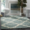 SAFAVIEH Dallas Shag Collection Accent Rug - 4' x 6', Seafoam & Ivory, Trellis Design, Non-Shedding & Easy Care, 1.5-inch Thick Ideal for High Traffic Areas in Entryway, Living Room, Bedroom (SGD257C)