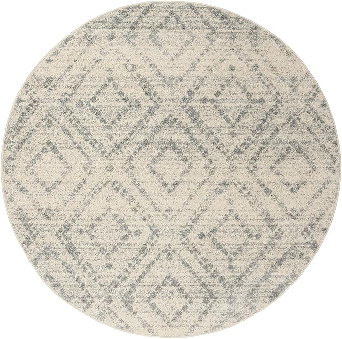 SAFAVIEH Adirondack Collection Round Rug - 12' Round, Ivory & Light Blue, Contemporary Design, Stain Resistant, Ideal for High Traffic Areas in Living Room, Bedroom & Dining Room (ADR131T-12R)