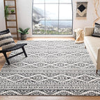 SAFAVIEH Area Rug 9x12 - Tulum Collection - Large - Ivory & Black, Moroccan Boho Tribal Design, Non-Shedding & Easy to Clean, Ideal for Living Room, Bedroom, Dining Space (TUL272B)