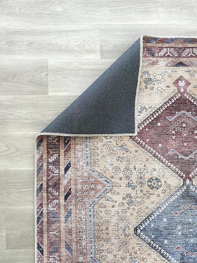 Fame Living Washable Area Rug. Modern Farmhouse. Vintage. Turkish. Bohemian. Distressed. Oriental. Traditional. Rugs for Living Room. Dining. Bedroom. Office. Entryway. Foyer. (863TT, 2'5" x 13')