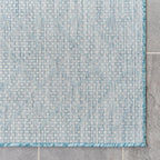 Unique Loom Outdoor Trellis Collection Area Rug - Tribal Trellis (7' 10" Square, Aqua/ Ivory)