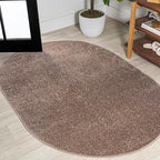 Eyely UES100J-5OV Supersoft Haze Solid Low-Pile Indoor Area Rug, Coastal, Bohemian, Minimalist, Classic, Casual for Bedroom,Kitchen,Living Room,Non Shedding,Easy-Washing, Brown, 5 X 8 Oval