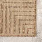 Nuloom Asha Light Brown/Ivory, 8' Square, Casual, Striped Border, Soft and Cozy, High Traffic, Stain Resistant, Easy Clean, Durable Area Rug for Indoor/Outdoor Patio, Deck, Porch, Garden, Courtyard