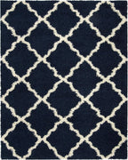 SAFAVIEH Area Rug 8x10 - Dallas Shag Collection - Large - Navy & Ivory, Trellis Pattern, Non-Shedding & Easy Cleaning, Plush Thick Pile, Ideal for Living Room, Bedroom, Dining Space (SGD257N)