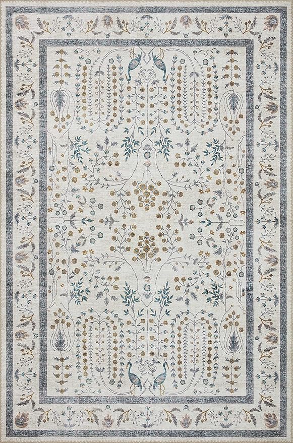 Loloi Rifle Paper Co. Maison Collection MAO-05 Wisteria Cream 2'-0" x 5'-0", .19" Pile Height, Accent Rug