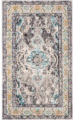 SAFAVIEH Monaco Collection Accent Rug - 3' x 5', Grey & Light Blue, Medallion Distressed Design, Non-Shedding & Easy Care, Ideal for High Traffic Areas in Entryway, Living Room, Bedroom (MNC243G)