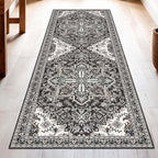 Washable Runner Rug 2.5x8 | Non Slip Rug Runners for Hallways, Entryways, Kitchens, Bathrooms, Bedrooms | Ultra-Soft Flannel Carpet Runners with Rubber Backing (Charcoal, 2.5x8)