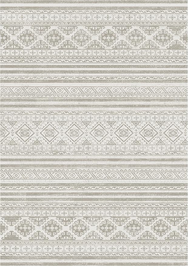 RUGSURE Washable Area Rugs 4' x 6' - 1/6 Thick - Moroccan-Inspired -Stain & Water Resistant Non-Slip - Resistant Rug for Living Room, Bedroom, Nursery, Pet & Child Friendly (Grey)