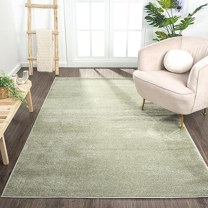 Eyely UES100O-6 Supersoft Haze Solid Low-Pile Indoor Area Rug, Coastal, Bohemian, Minimalist, Classic, Casual for Bedroom,Kitchen,Living Room,Non Shedding,Easy-Washing, Green, 6 X 9