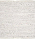 SAFAVIEH Rag Rug Collection Area Rug - 9' Square, Ivory & Multi, Handmade Boho Stripe Cotton, Ideal for High Traffic Areas in Living Room, Bedroom (RAR121G)