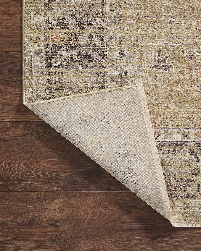 Loloi Magnolia Home by Joanna Gaines Millie Collection MIE-03 Gold/Charcoal 2'-7" x 14', .25" Pile Height, Runner Rug
